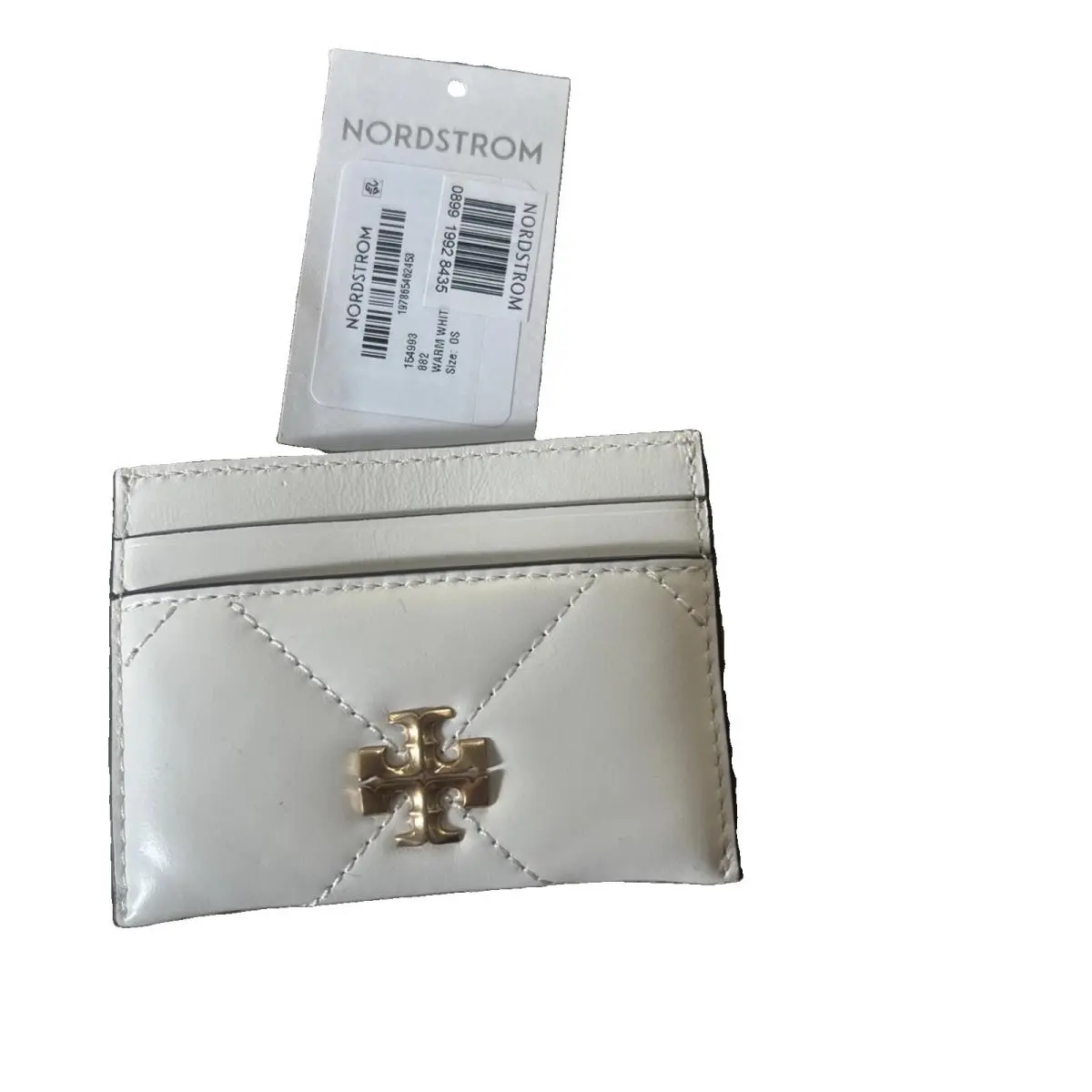 Tory Burch Kira Diamond Quilted Business Card Case In Beige Distressed Charm