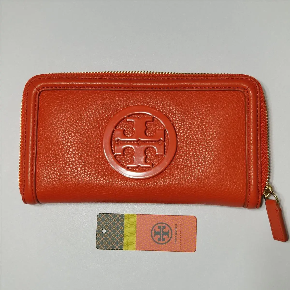 Tory Burch Amanda Zip Continental Wallet Orange High-quality Pebble Leather