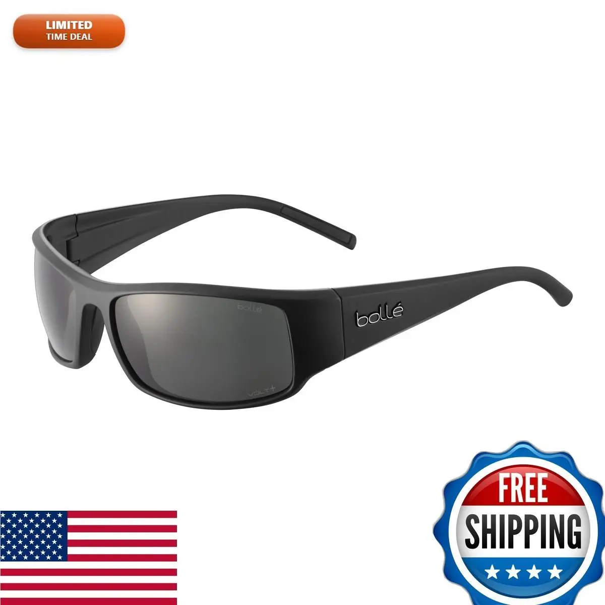 Bollé BS026002 King Sunglasses Black Matte Volt+ Gun Cat 4 Large