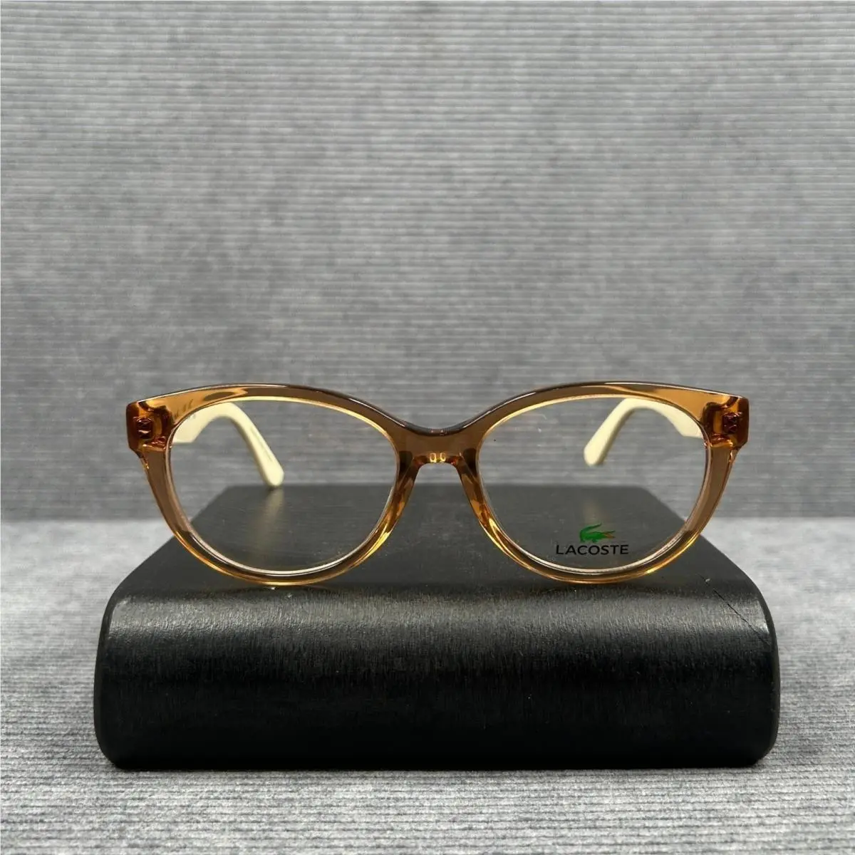 L2708 210 Y2k Eyeglasses Honey Brown Cream Pique Cat Eye 52-15-140 by Lacoste