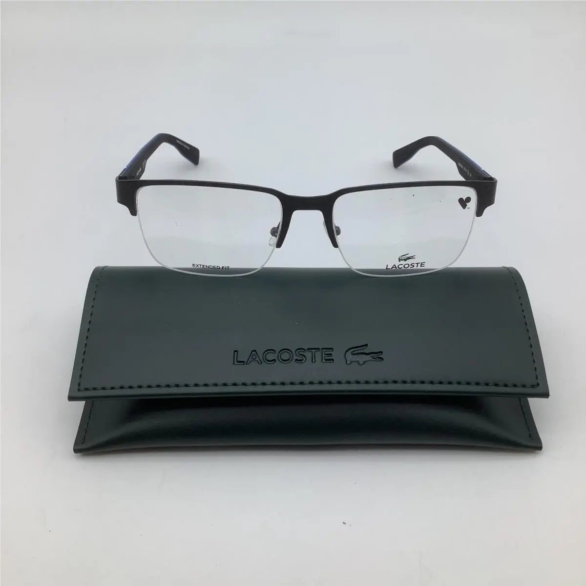 Lacoste L2305 N Mens Semi Rimless Eyeglasses Frames Black Blue XL 57-19-145