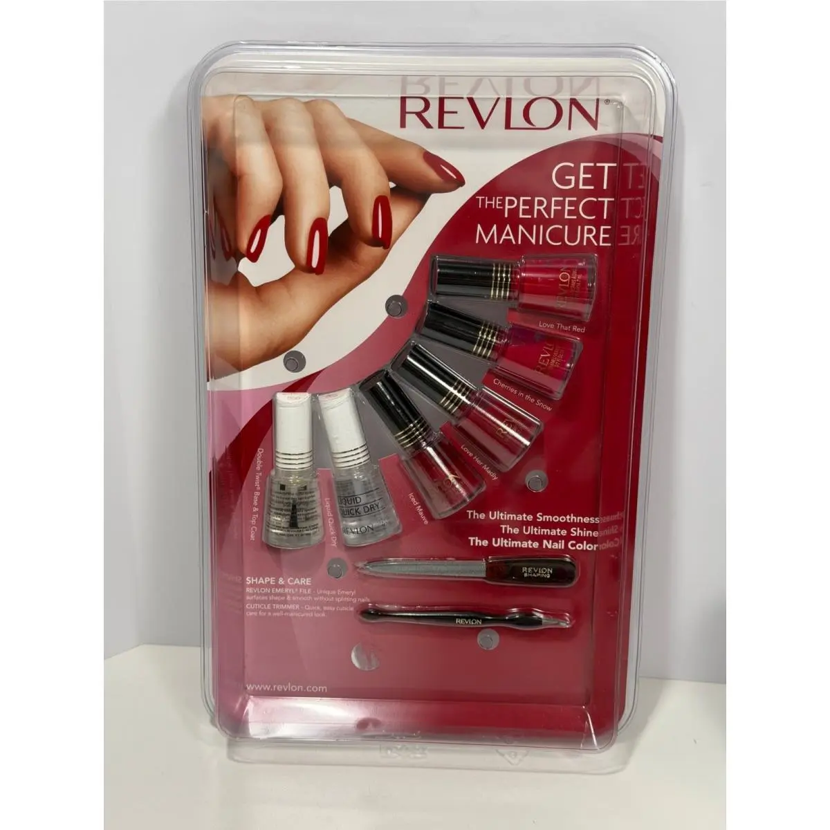 Revlon Get The Perfect Manicure Set 6 Enamel Nail Polish 2 Treatments File Tools
