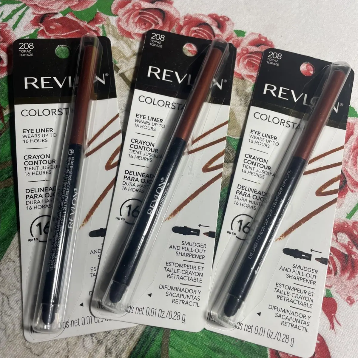 3 Revlon Colorstay Eyeliner Topaz 208 16HR W Smudger Sharpener Nip Discontinue