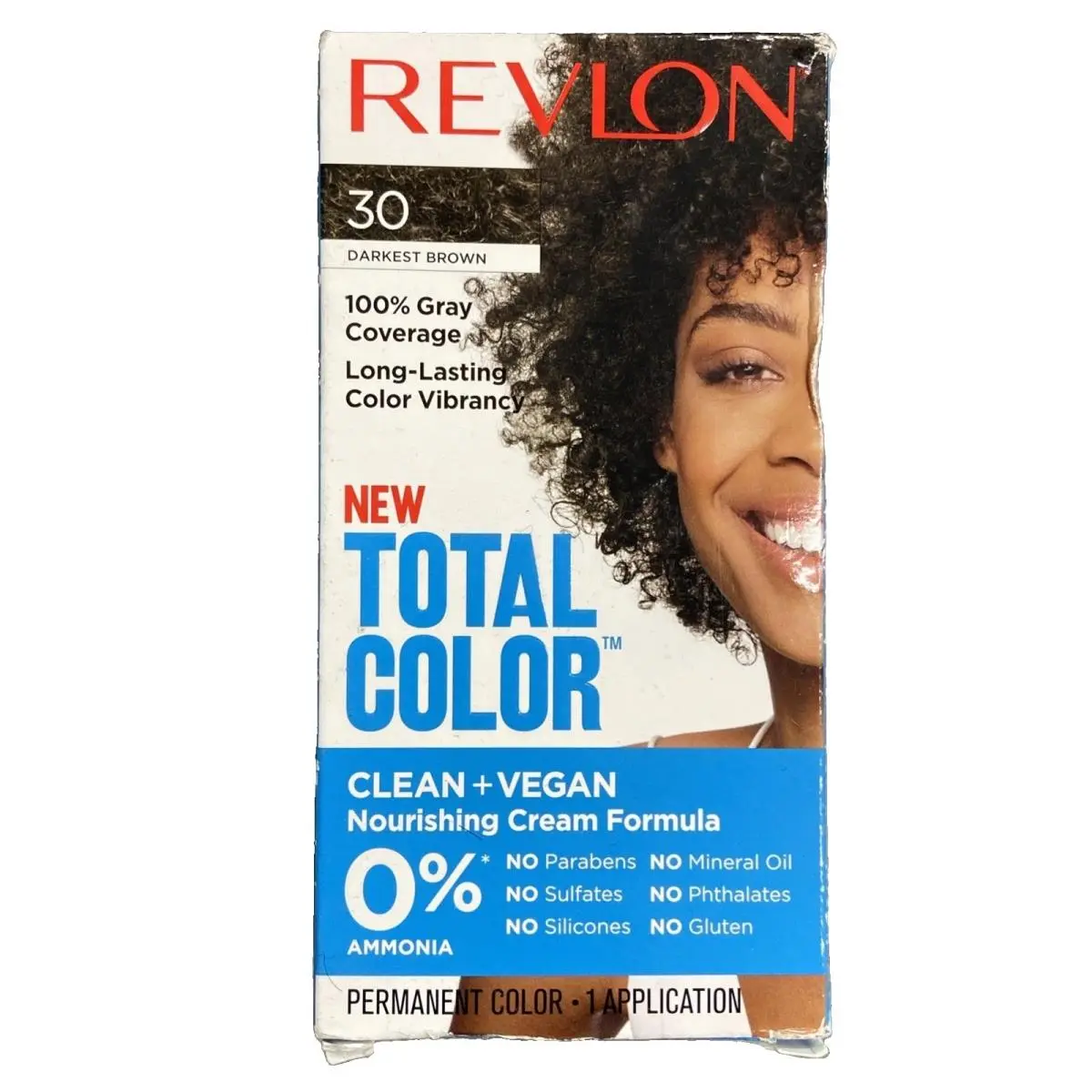 Revlon Total Color 30 Darkest Brown Hair Dye Vegan Nourishing Cream Formula