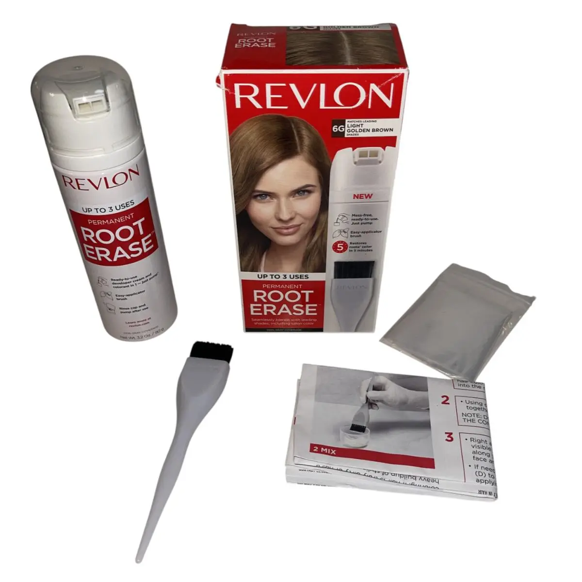 Revlon Root Erase 6G Light Golden Brown Women`s Hair Color Cream Check Date Pic