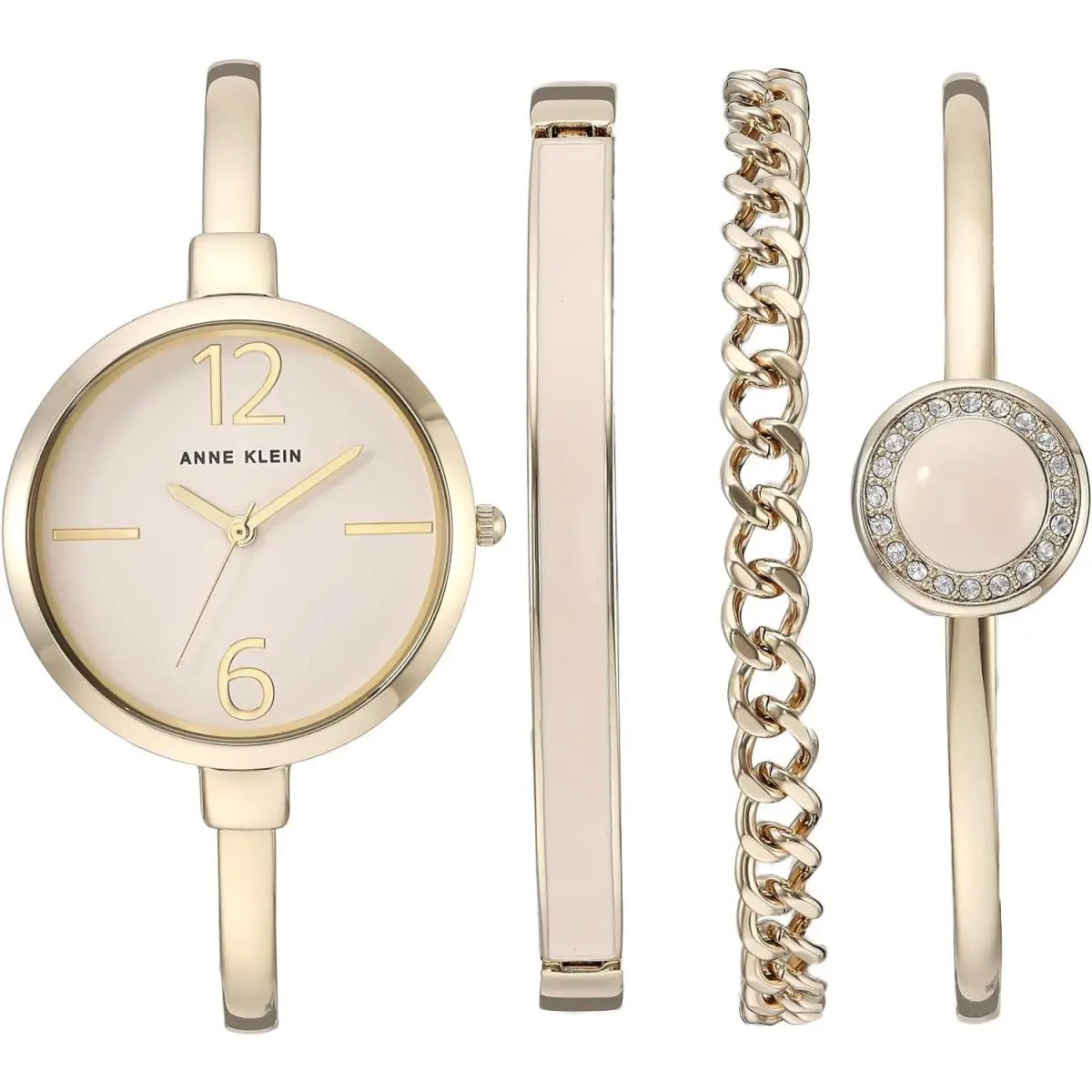 Anne Klein Women`s Bangle Watch and Premium Crystal Accented Bracelet Set
