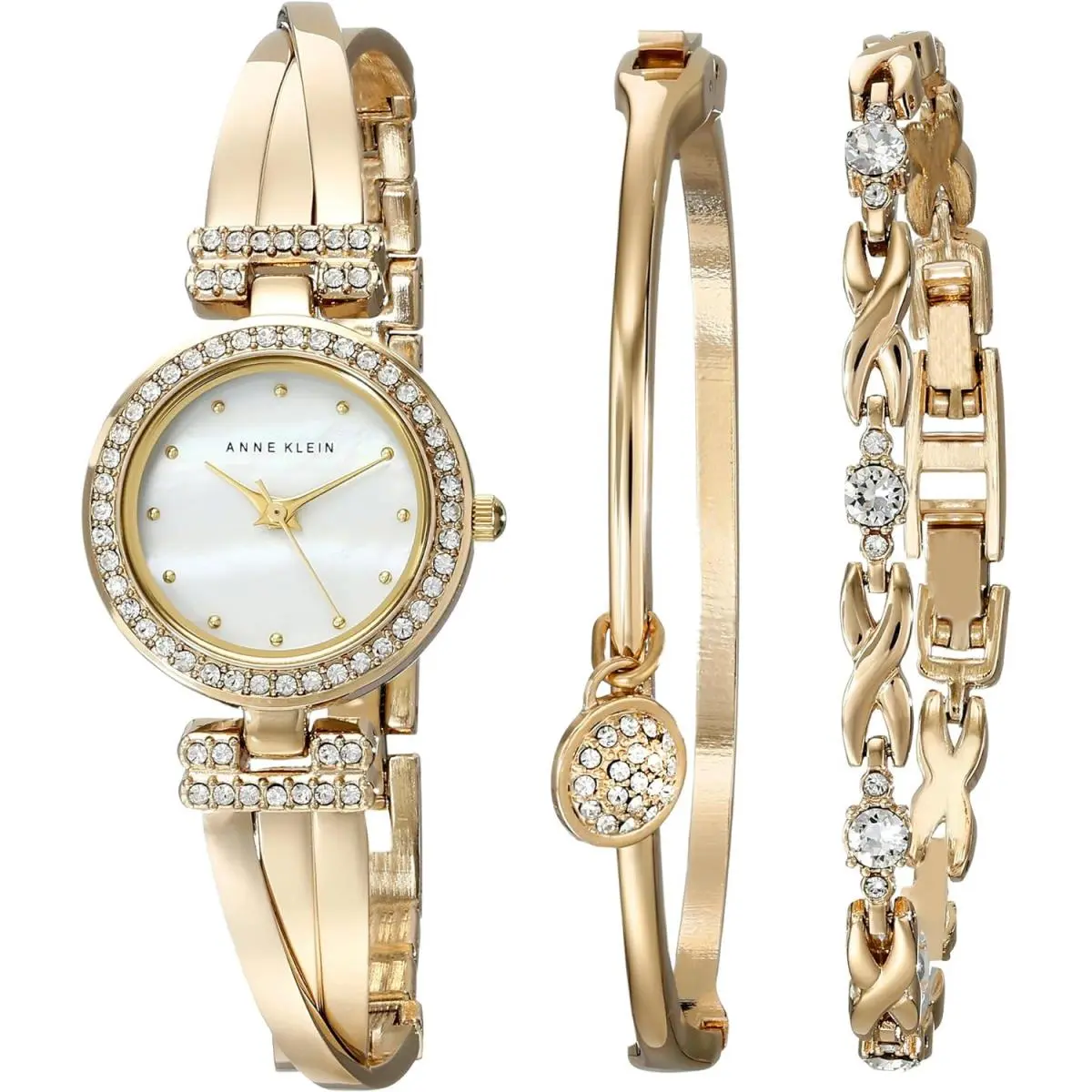 Anne Klein Women`s Premium Crystal Accented Bangle Watch and Bracelet Set