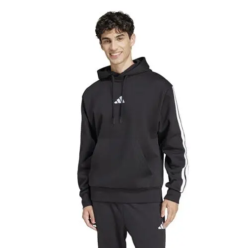 Adidas clothing - Essentials 3-stripes Fleece Hoodie - Essentials Fleece Hoodie - JE6297 - Dark Blue/White (UPC: 196475566957) 1