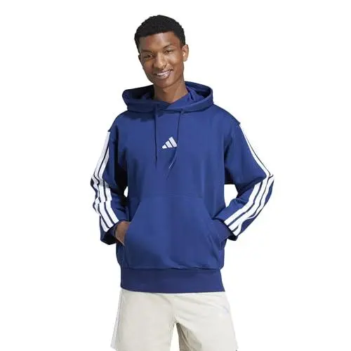 Adidas clothing - Essentials 3-stripes Fleece Hoodie - Essentials Fleece Hoodie - JE6297 - Dark Blue/White (UPC: 196475566957) 0