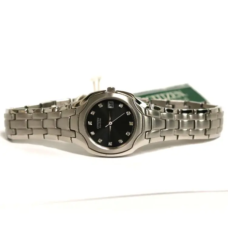 Nos Citizen Eco-drive Silhouette Black Dial Stainless Steel Women`s Watch EW1250