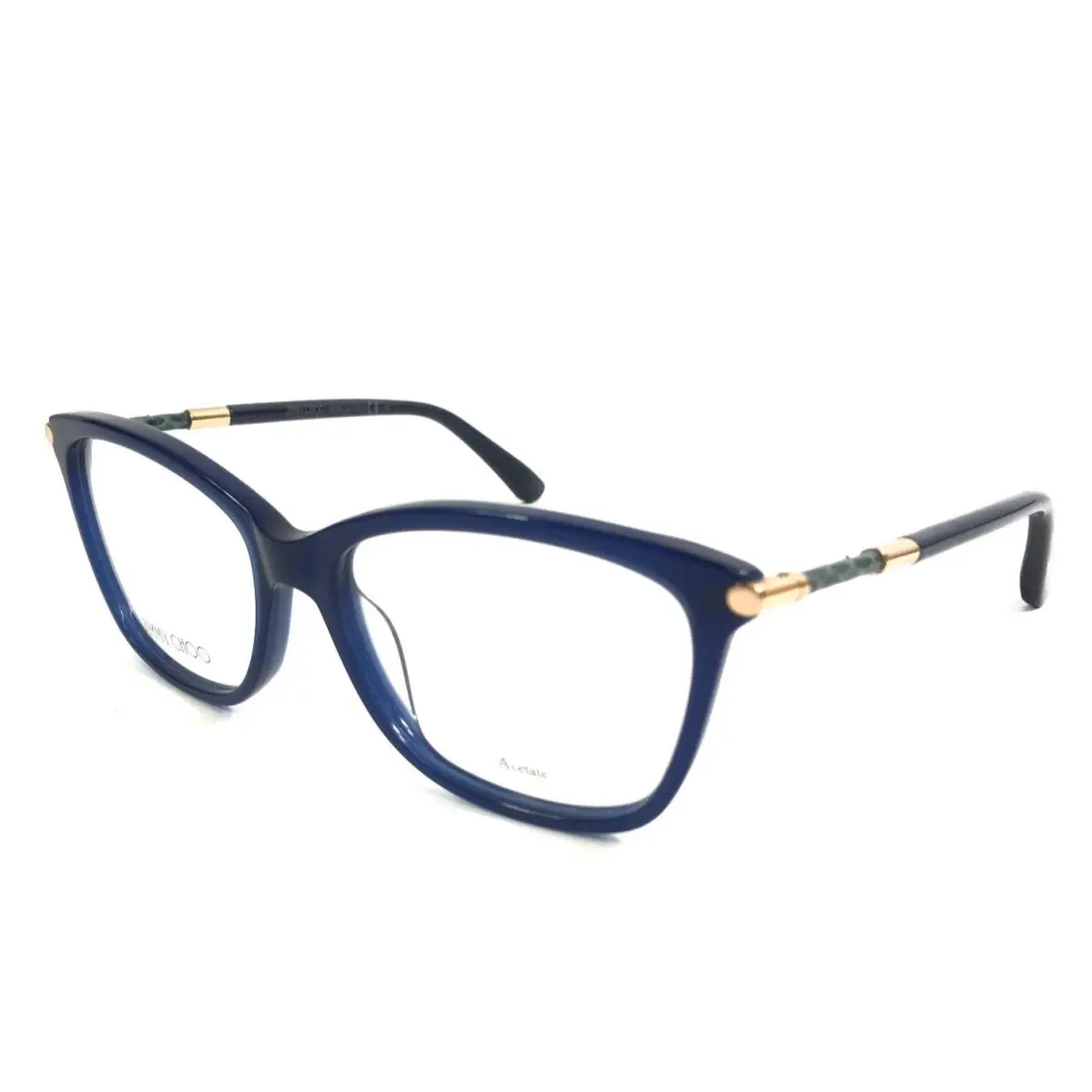 Jimmy Choo Eyeglasses Frames 133 J5S Navy Blue Gold Cat Eye Full Rim 53-16-135