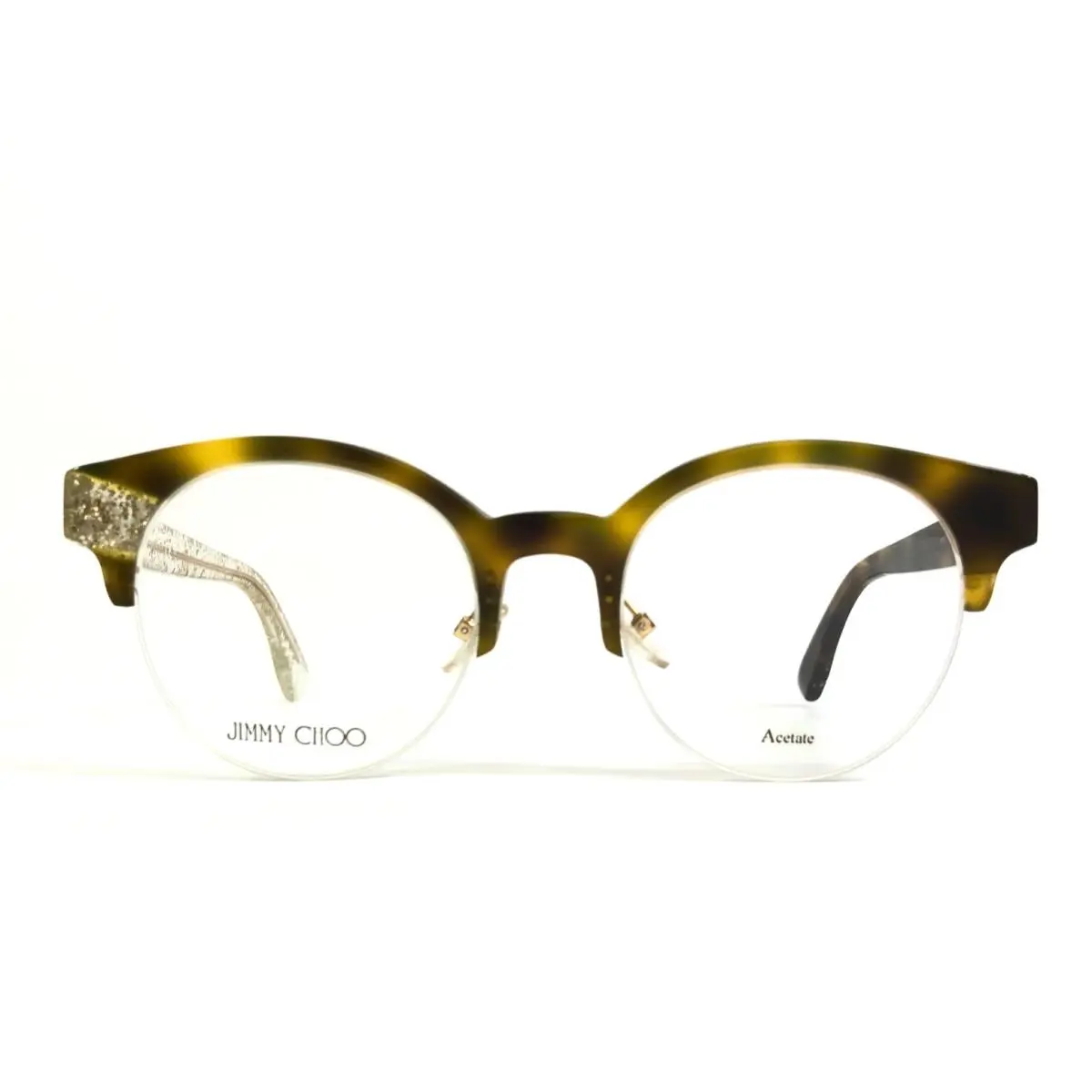 Jimmy Choo Eyeglasses Frames 151 Q3Y Tortoise Gold Glitter Semi Rimmed 47-20-140