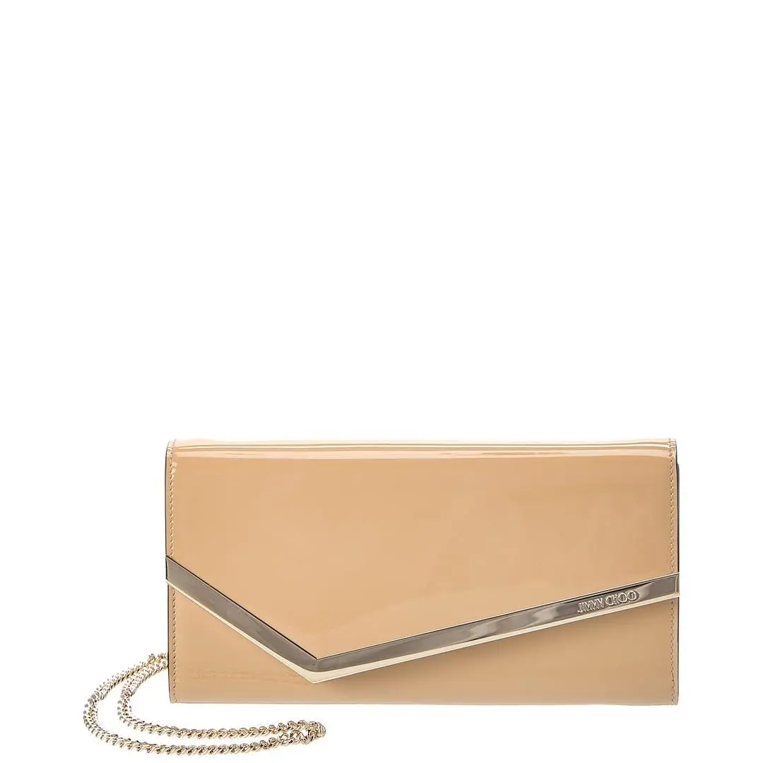 Jimmy Choo Emmie Patent Clutch Women`s Beige