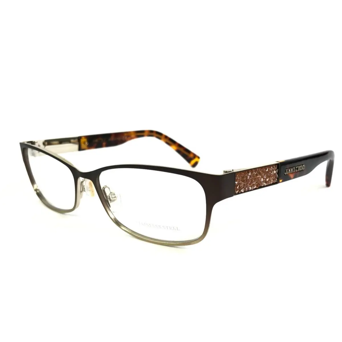 Jimmy Choo Eyeglasses Frames JC124 Vuq Matte Brown Gradient Crystals 54-15-135