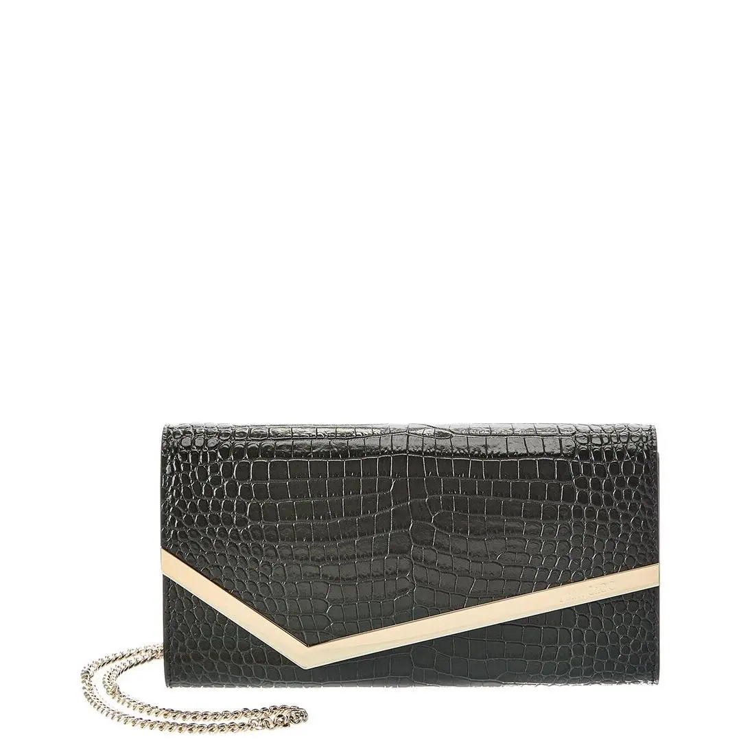 Jimmy Choo Emmie Croc-embossed Leather Clutch Women`s Green