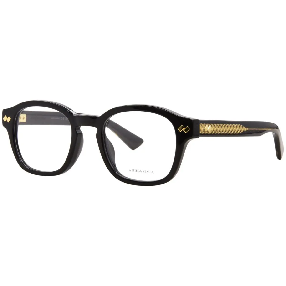 Bottega Veneta BV1445OA 001 Eyeglasses Frame Black Full Rim Rectangle Shape 51mm