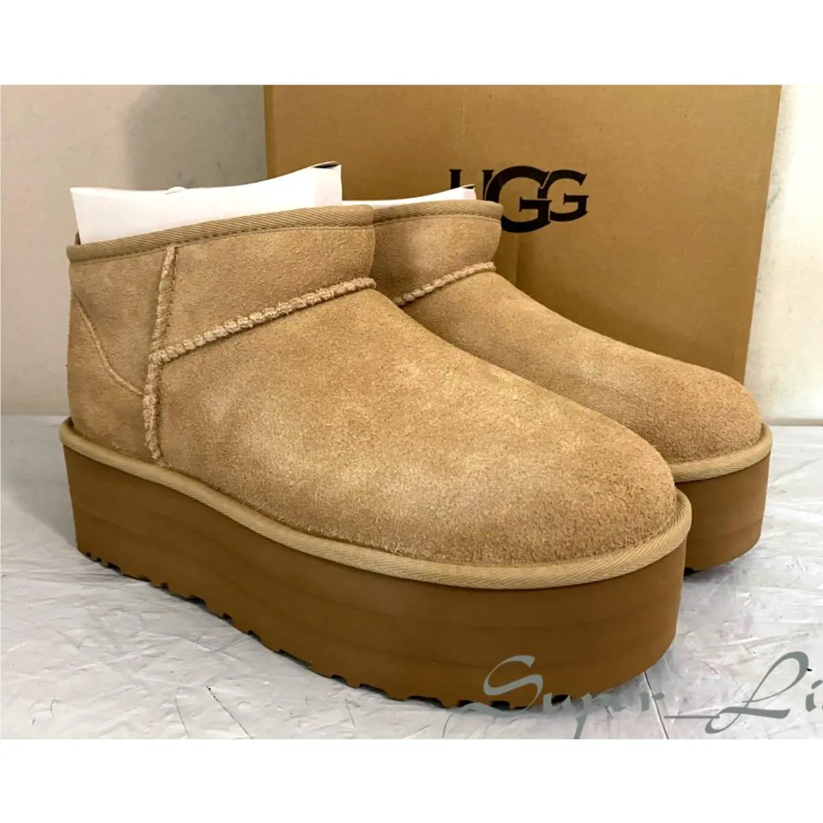 Ugg Women`s Classic Ultra Mini Platform Boot 1135092 - Size 7 Sand