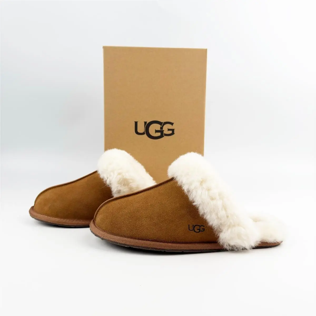 Ugg Scuffette II Suede Sheepskin House Slippers Women’s Shoes - Chestnut