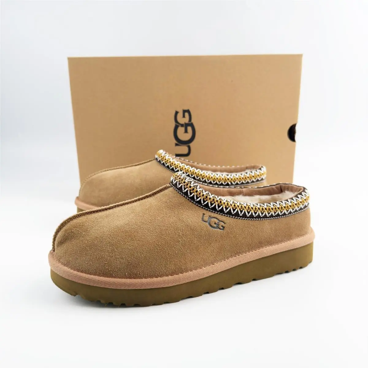 Ugg Tasman II Suede Sheepskin Braid Low Comfort Women’s Shoes - Chestnut