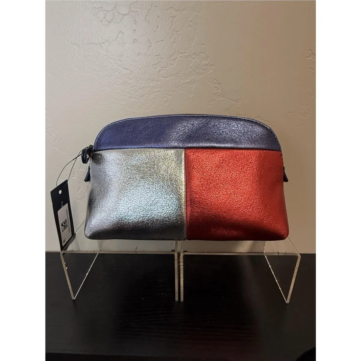 Tommy Hilfiger Small Cosmetic Makeup Bag Red Silver and Blue
