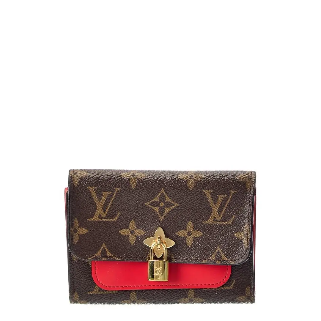 Louis Vuitton Brown Monogram Coated Canvas Flower Lock Compact Wallet