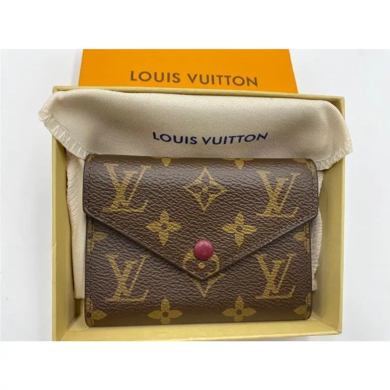 Brown Victorine Compact Wallet Damier Azur Rose Ballerine by Louis Vuitton
