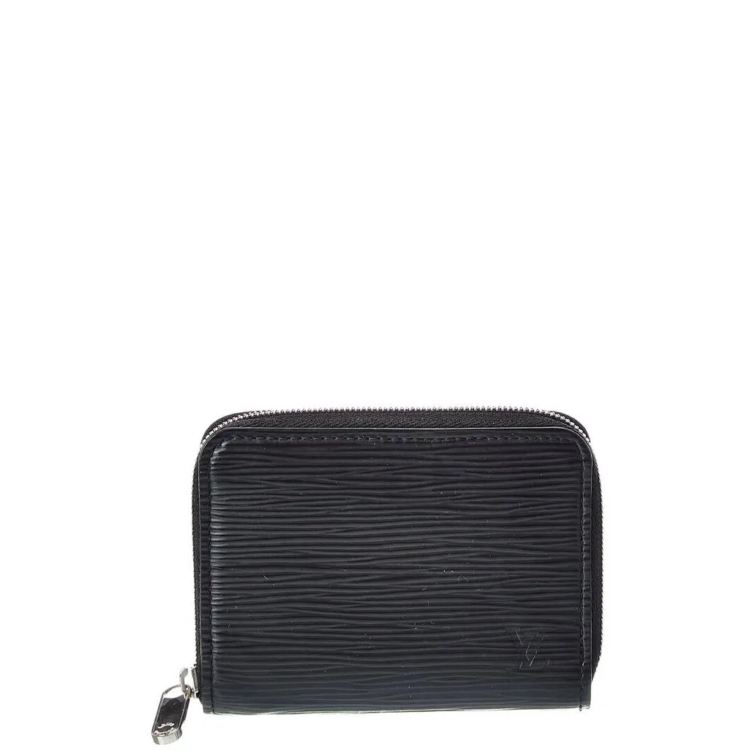 Louis Vuitton Black Calf Leather Zippy Coin Purse Pre-loved Women`s