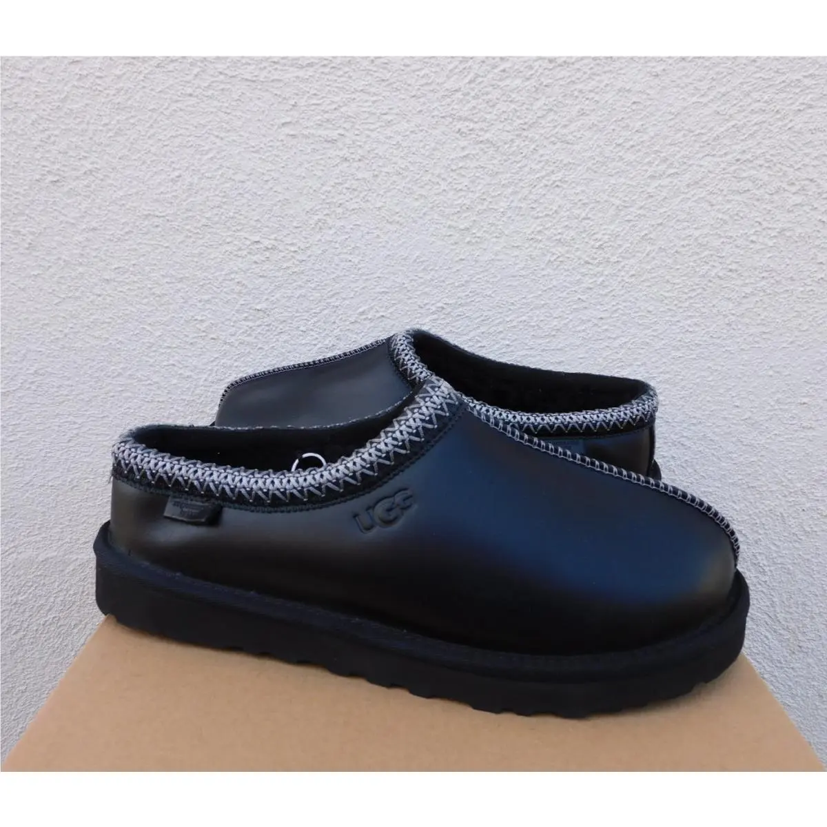 Ugg Tasman Regen Regenerate Black Leather Slippers Shoes Men US 13/ Eur 46