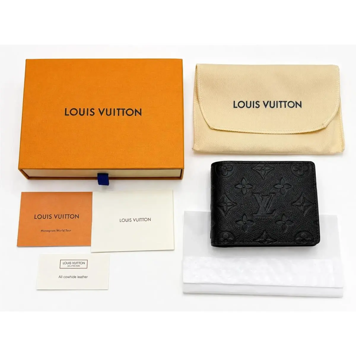 Multiple Wallet Monogram Shadow Black Leather Compact Bifold Walle by Louis Vuitton