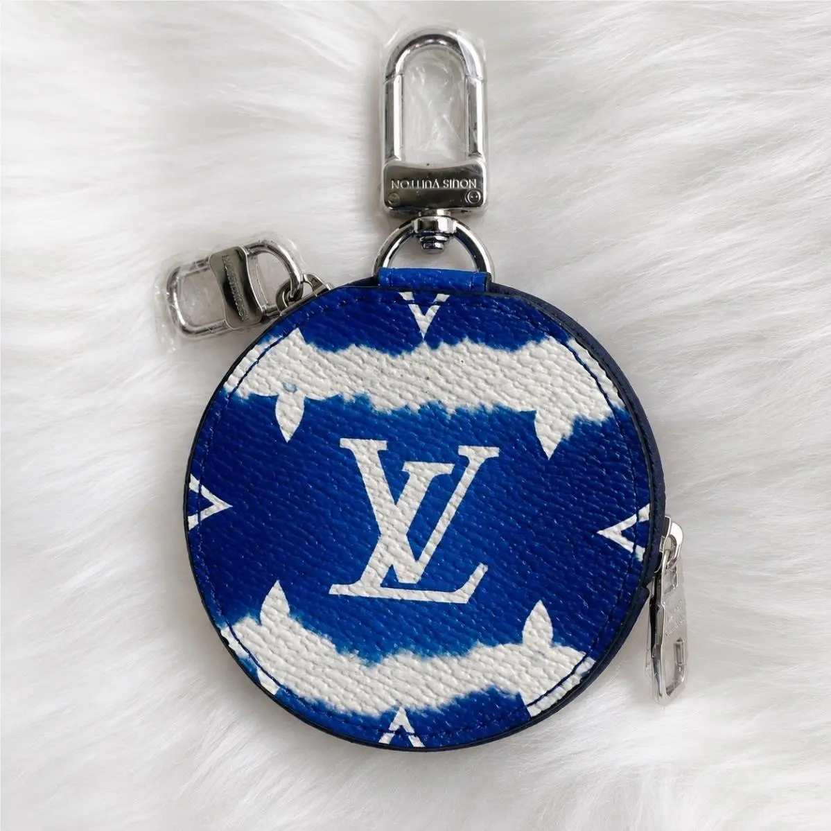 Louis Vuitton Monogram Clouds Round Coin Purse Bag Charm Blue White Virgil Abloh