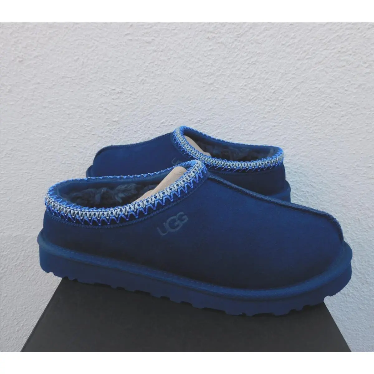Ugg Tasman Deep Ocean Suede/ Wool Slippers Shoes Men US 8/ Eur 41