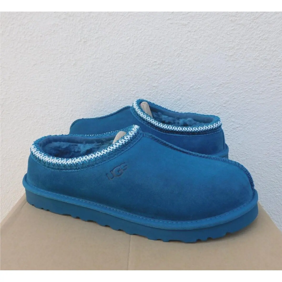 Ugg Tasman Marina Blue Suede/ Sheepwool Slippers Shoes Men US 10/ Eur 43