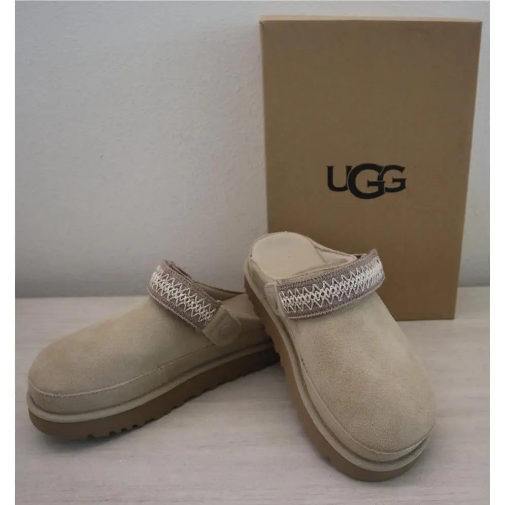 Ugg Womens Size 6 Mustardseed Beige Goldenstar Uggbraid Suede Clogs Shoes