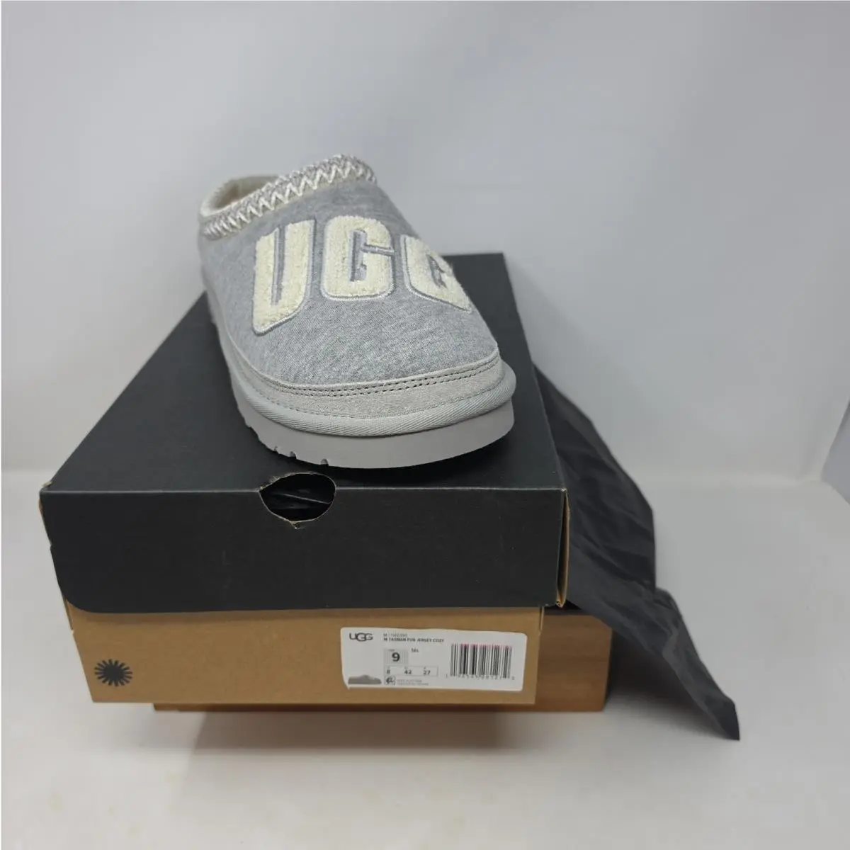 Ugg Seal Grey Tasman Fur Jersey Cozy Wool Slippers Shoes Men US 9 EU 42