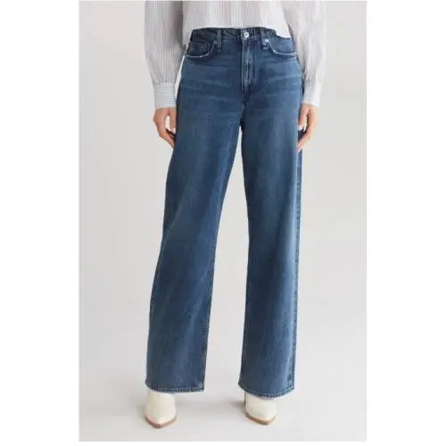 Rag Bone The Logan Mid Rise Wide Leg Jeans Womens 26 Medium Wash Charlock