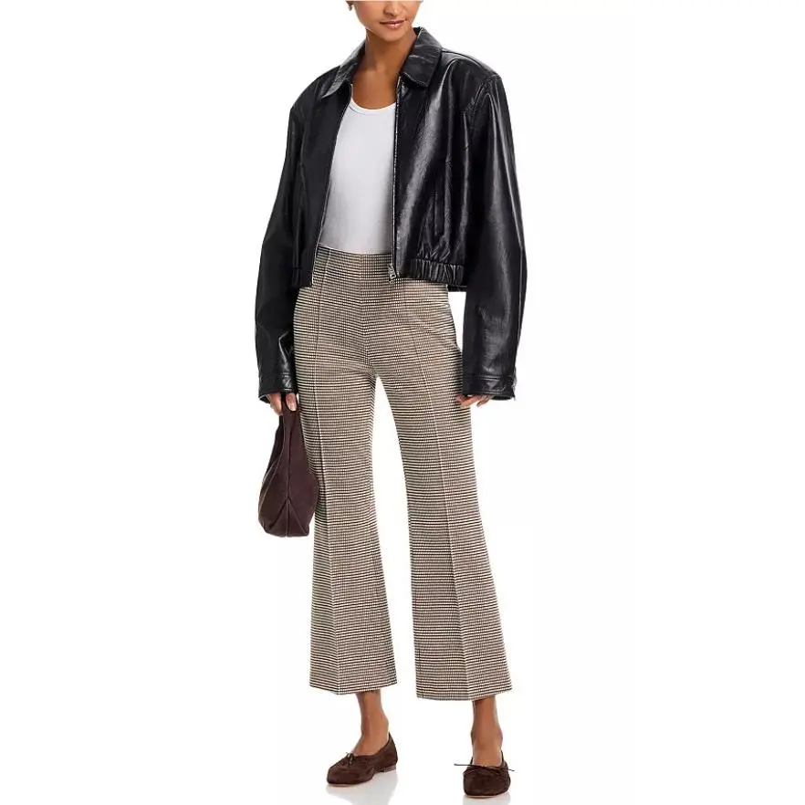Rag Bone Irina Brown Grid Plaid Kick Flare Pants - Size XL - Retail