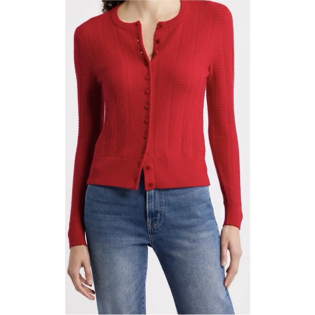 Rag Bone Red Francesca Wool-blend Cardigan Button Closure Women Size M