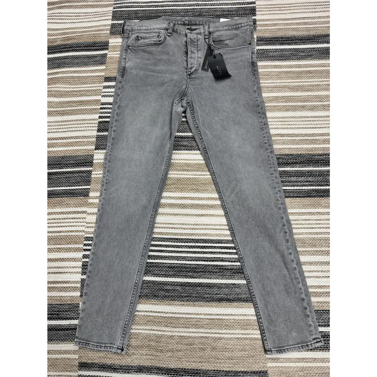 Rag Bone Broderick Fit 1 Jeans Mens 36x32 Gray Extra Slim Skinny Denim