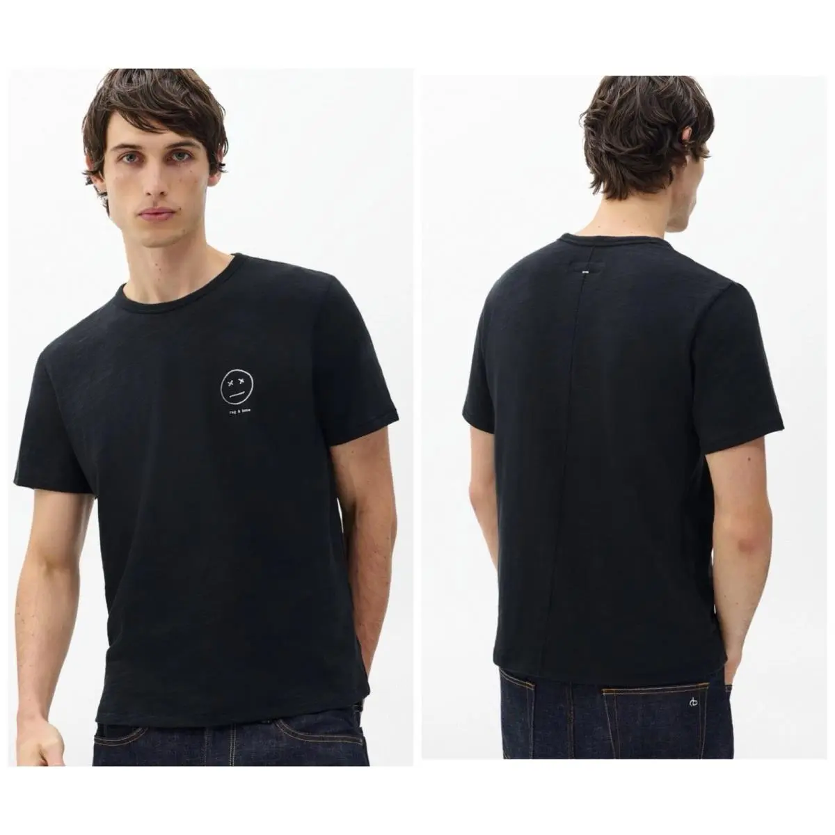 Rag Bone Sour Face Embroidered Tee In Black Size: Large