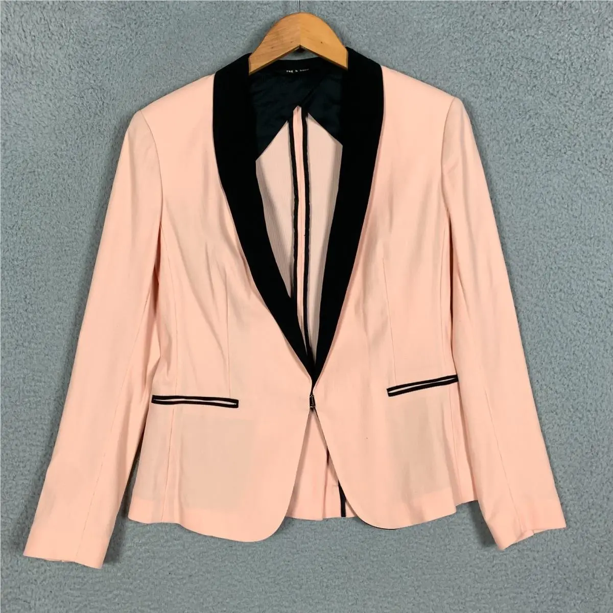 Rag Bone Tuxedo Blazer Women`s 6 Blush/black Stretch Jacket Silver