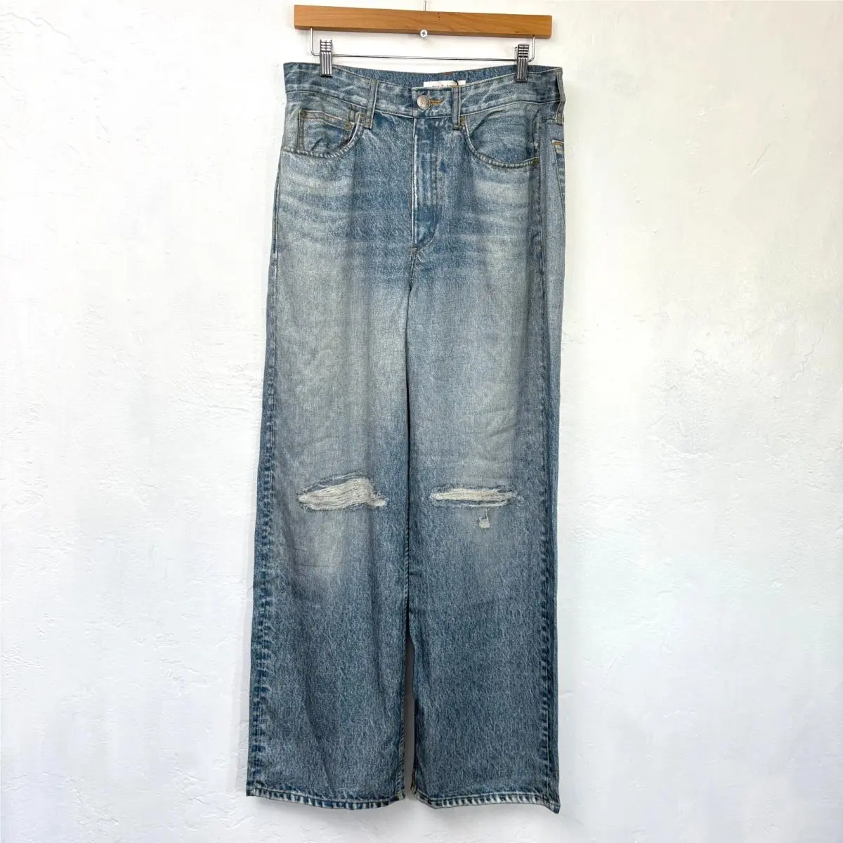 Rag and Bone Dara Liquid Miramar Pant Women Sz 27 Blue Wide Leg Photo Print
