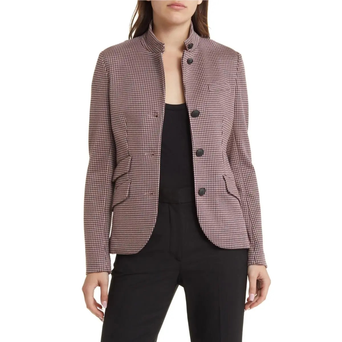Rag Bone Women`s Slade Italian Plaid Cotton Blend Knit Blazer Jacket Size 4