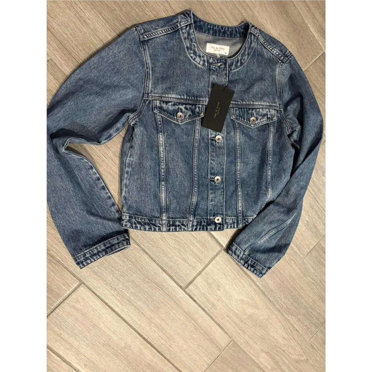 Rag Bone Claudia Dora Blue Crop Jacket Size M