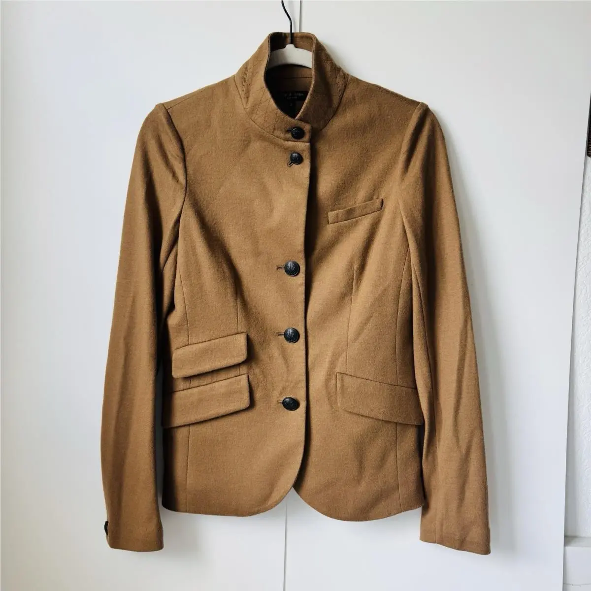 Rag Bone Women Slade Japanese Wool Blazer Camel Brown Size 2