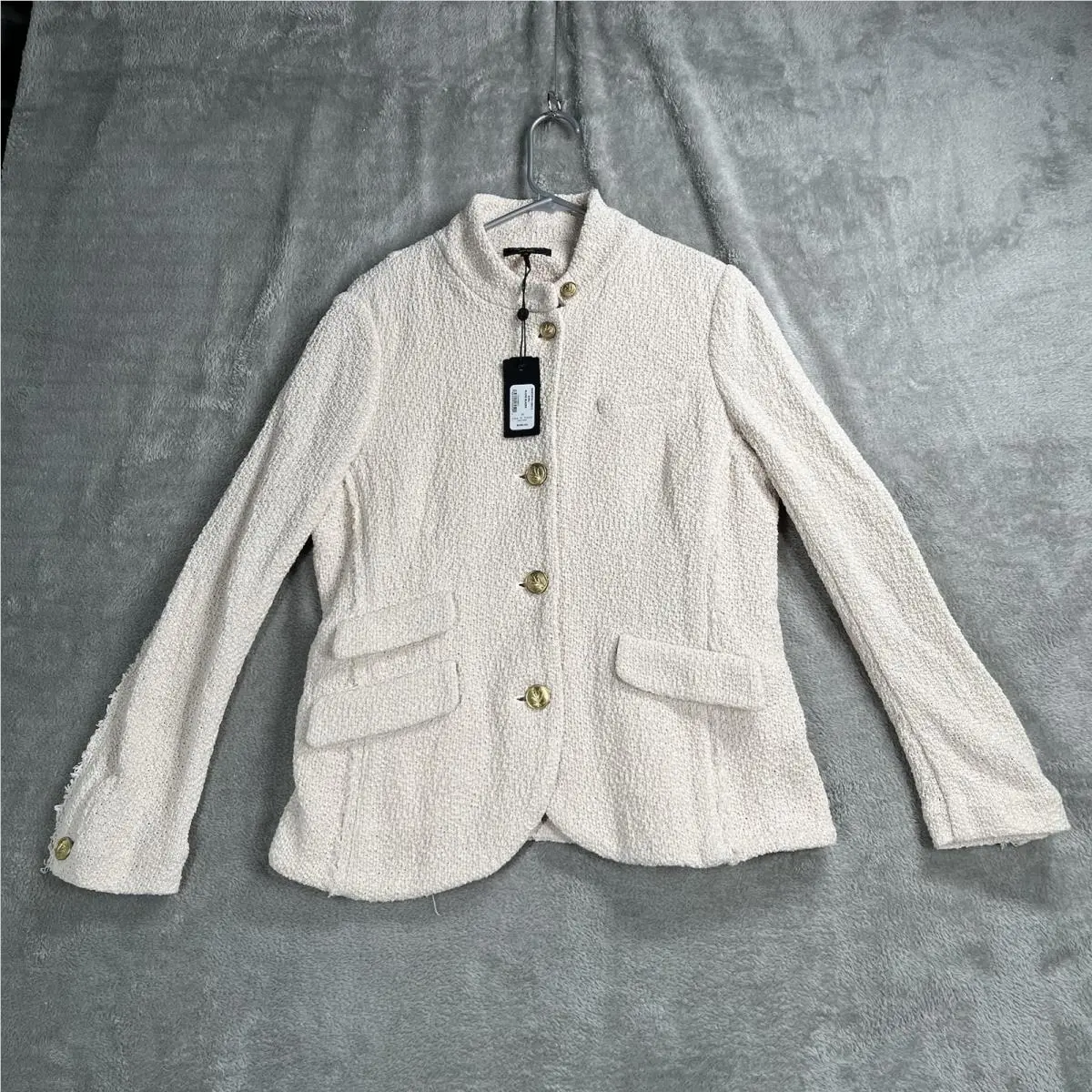 Rag Bone Ecru Slade Blazer Textured Knit Jacket Button Womens Size 12
