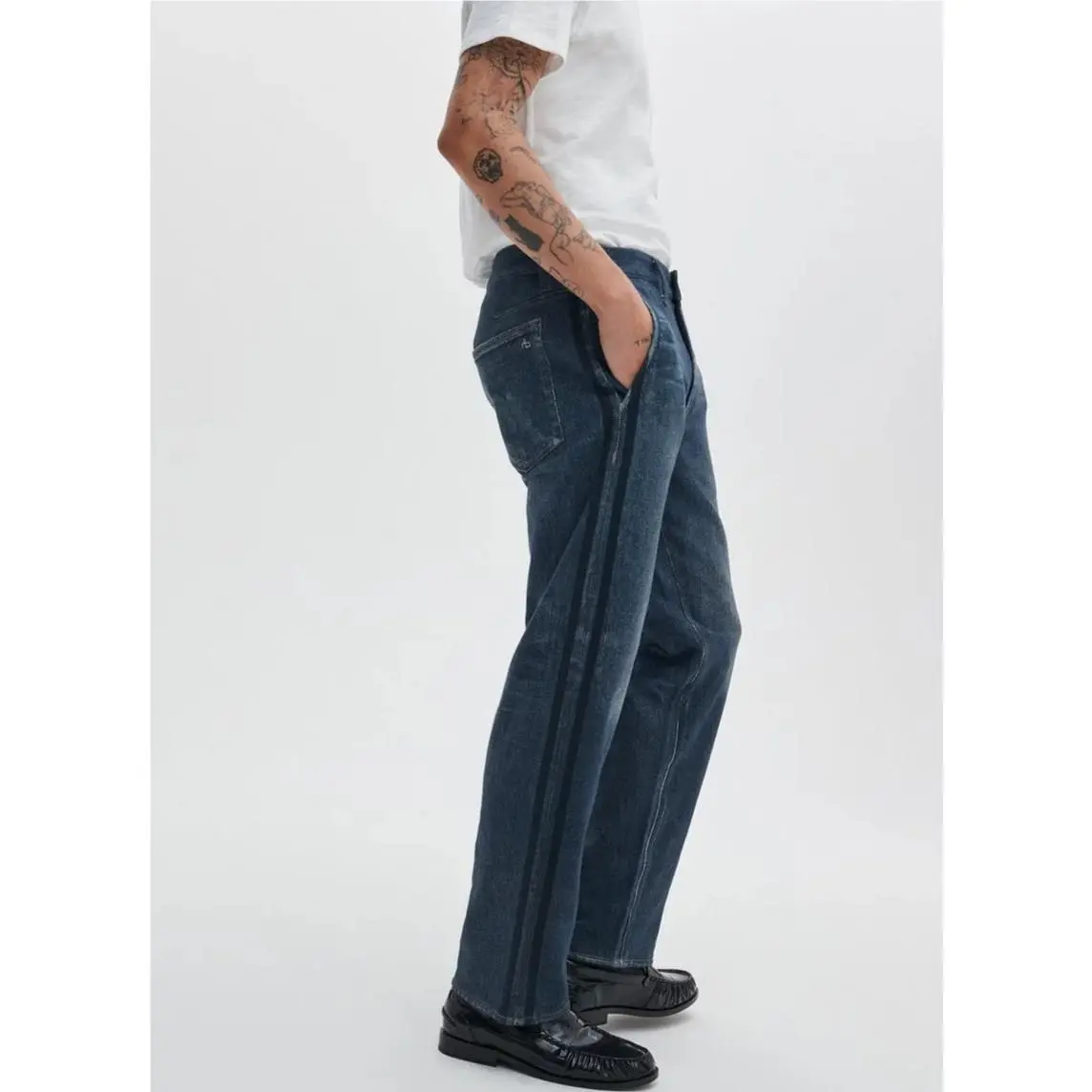 Rag Bone Size 36 Mens Jeans Fit 4 Miramar Track Pant Empire with Indigo Stripe