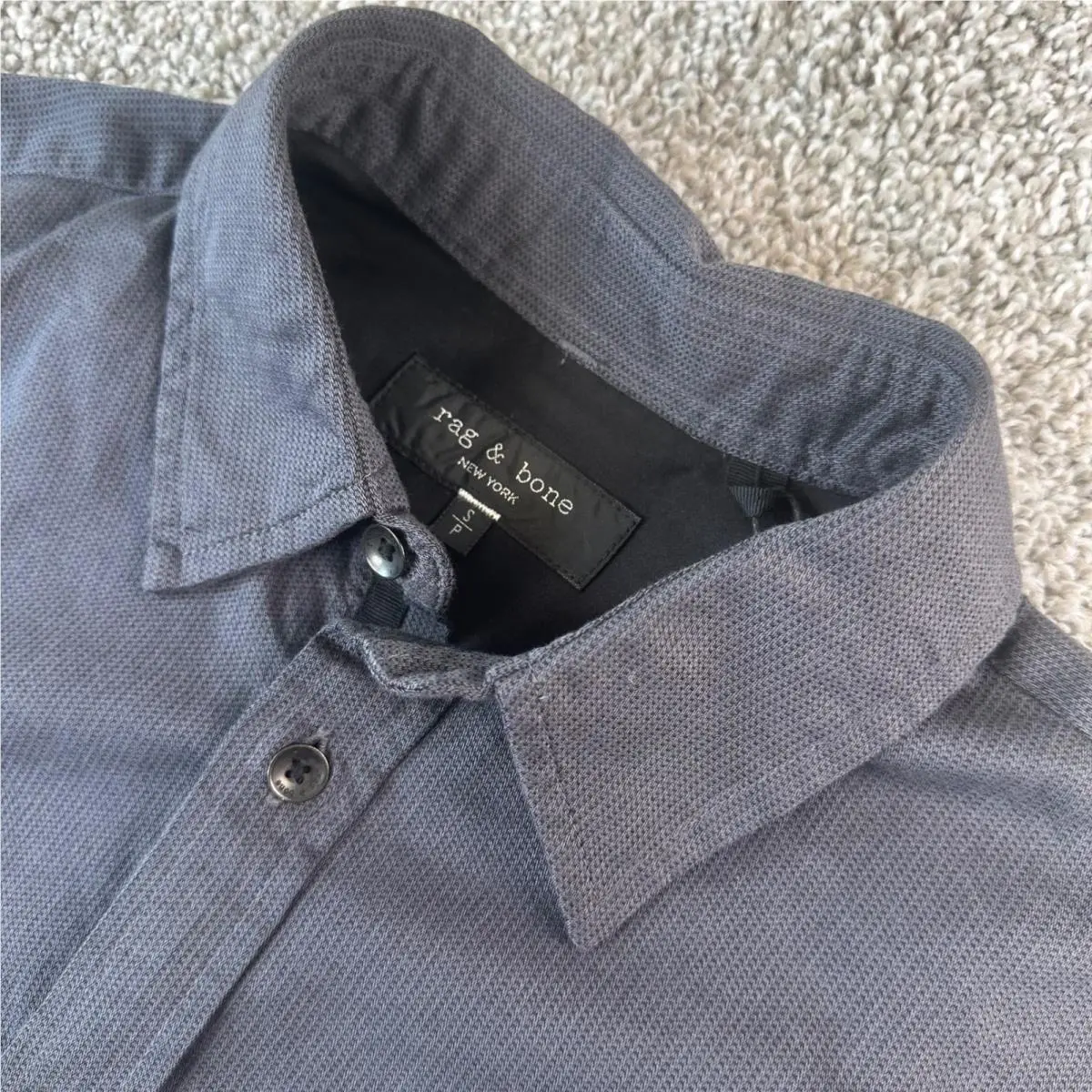 Rag Bone Tomlin Dobby Shirt Men Small Dark Shadow Stretch Long Sleeve