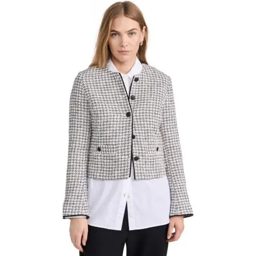 Rag Bone Size 16 Carmen Jacket Black White Plaid Tweed Blazer