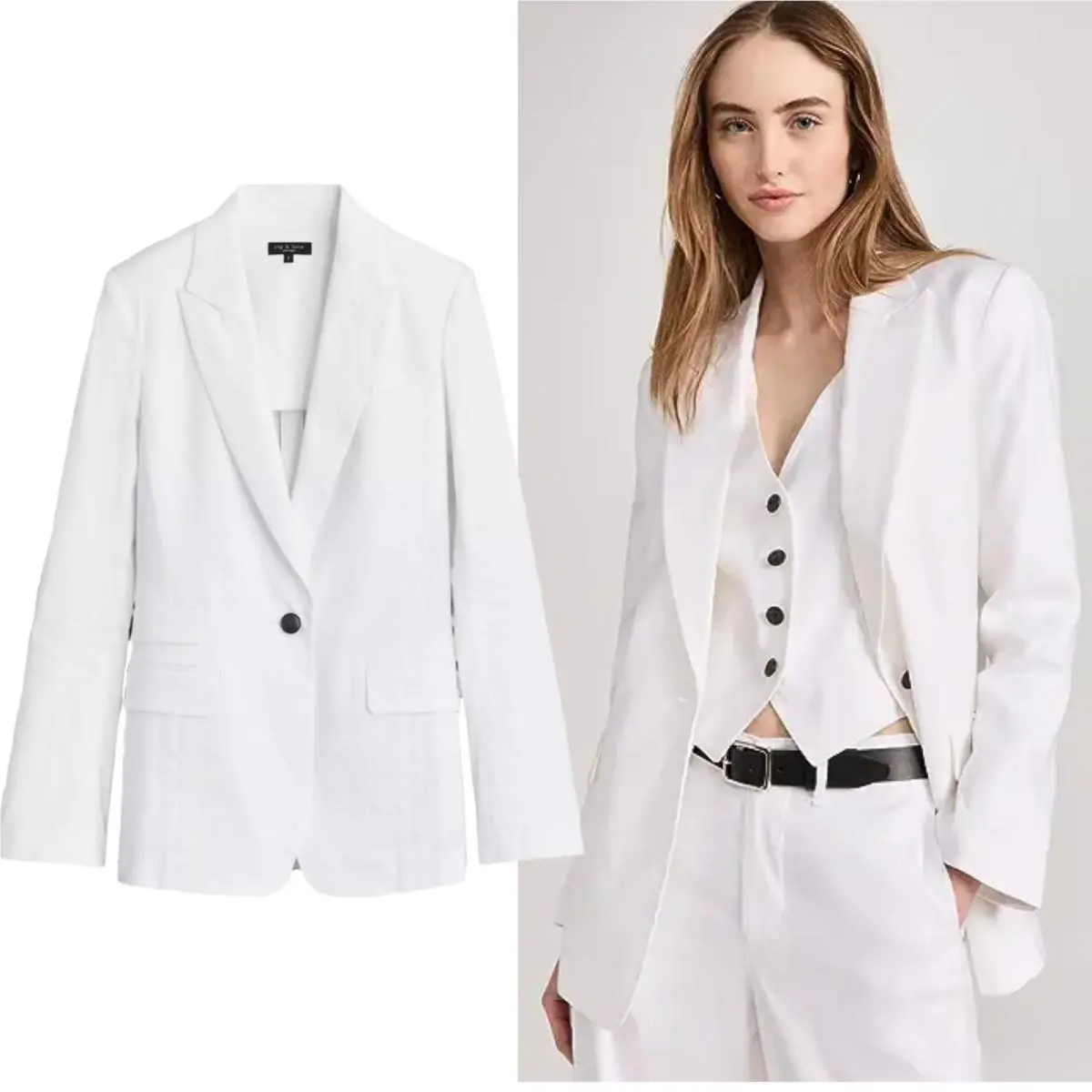 Rag Bone sz 2 Foster White Stretch Linen Blazer