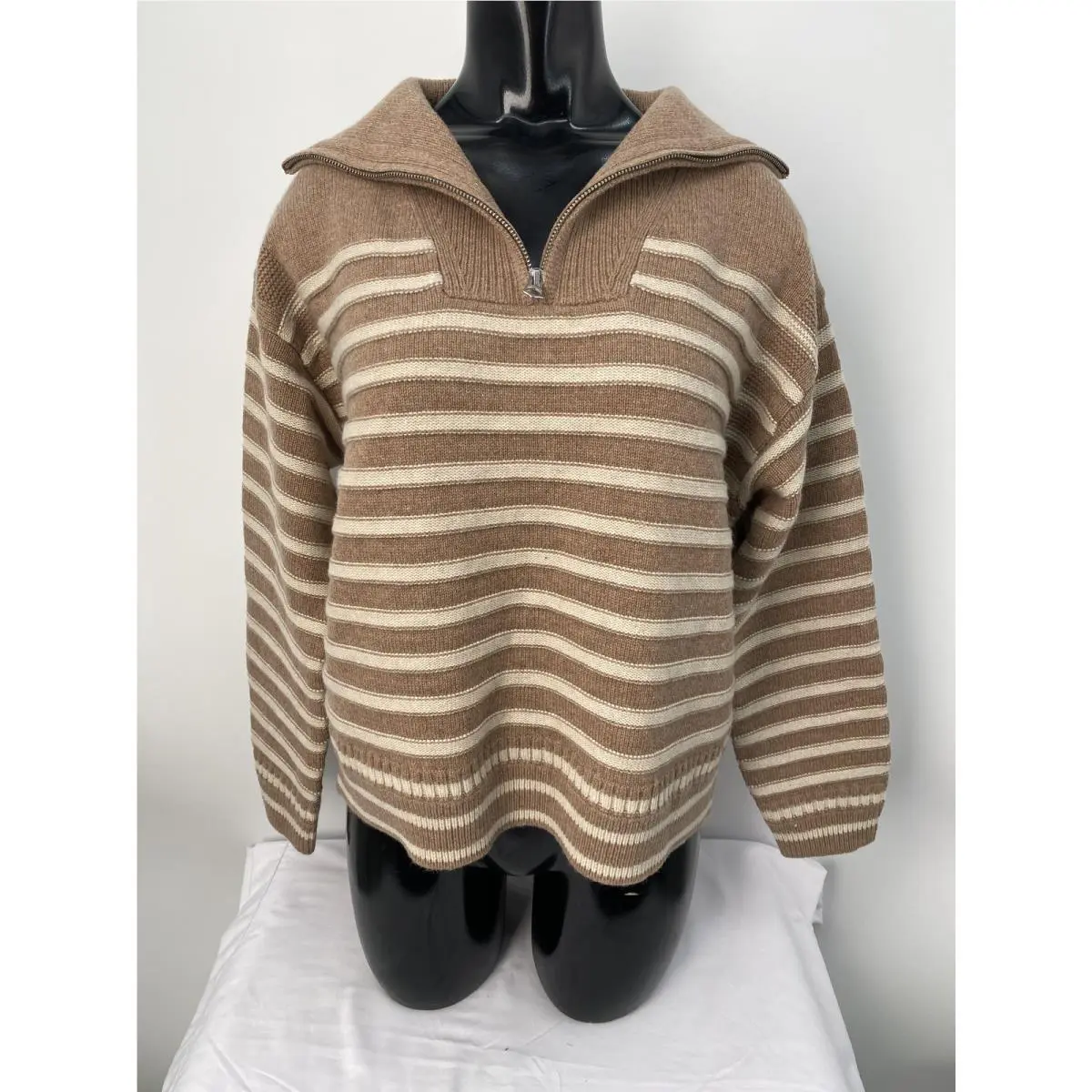 Rag Bone Womens Sweater Camel Brown Size Xxs Raven Wool-cashmere Half Zip